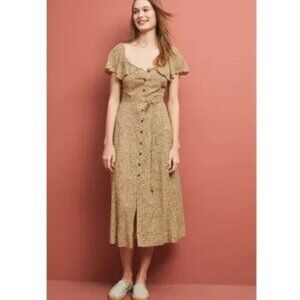 Anthropologie Bolano cheetah print button front midi dress 2